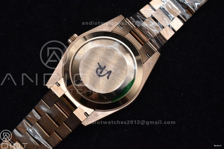 RG DayDate Crystal Bracelet 904L 40 706 Practical Steel President GMF A Meteorite On Markers Dial 0705
